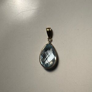 Pear Shape Blue Topaz Gold Pendant